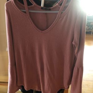 Waffle weave mauve top